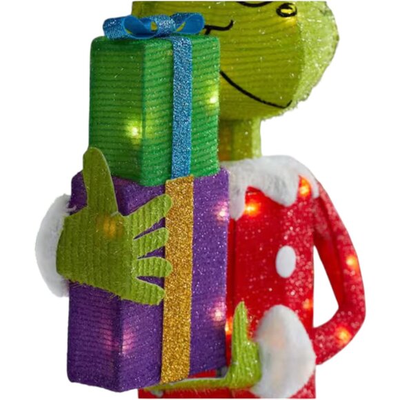 4 Ft The Grinch LED Tinsel Yard Sculpture How The Grinch Stole Christmas Decor - Picture 4 of 6